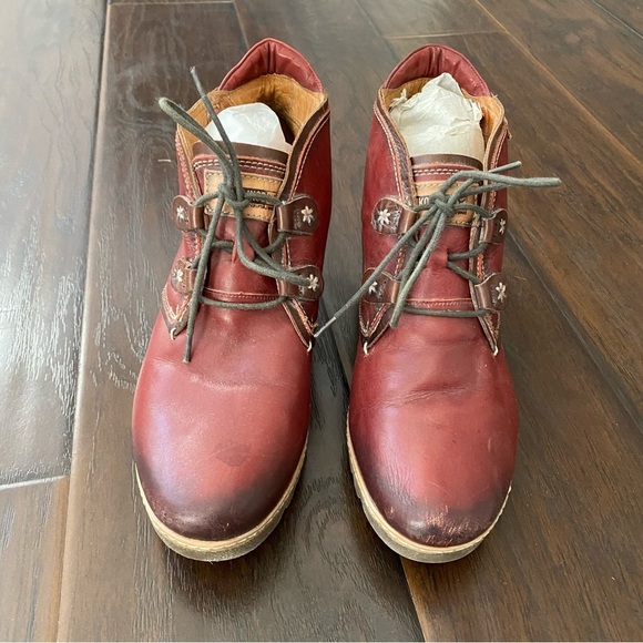 Pikolinos Women's Red Lace up Leather Upper Ankle Boots Size 41 is 10.5 or 11 - Picture 3 of 12